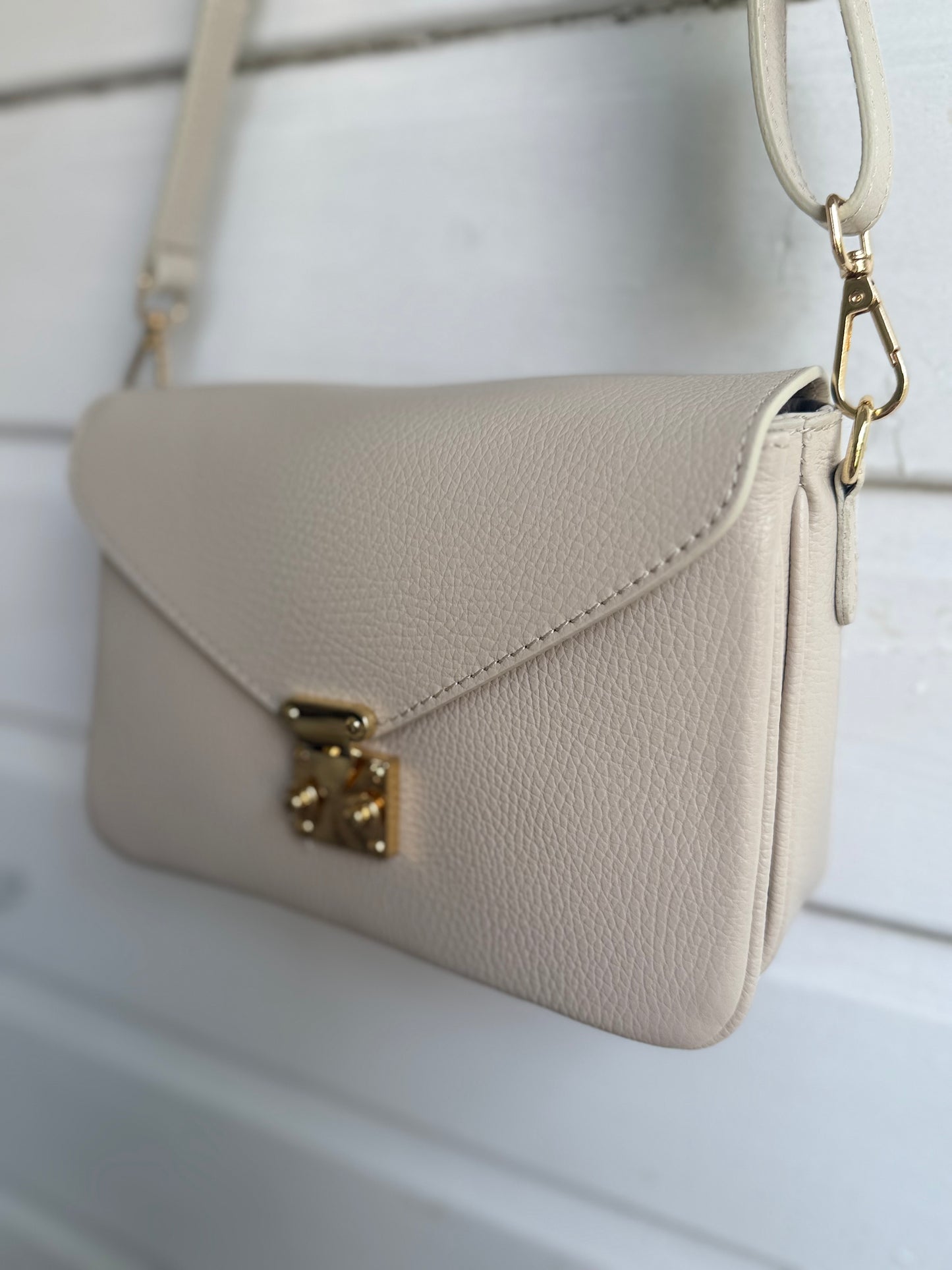Tas leer beige