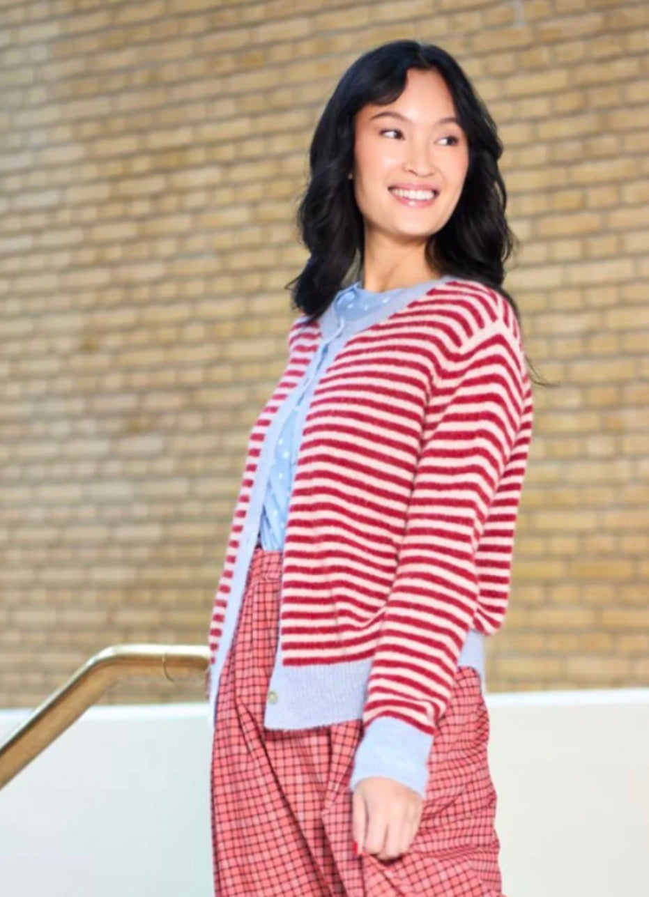 Cardigan striped Red