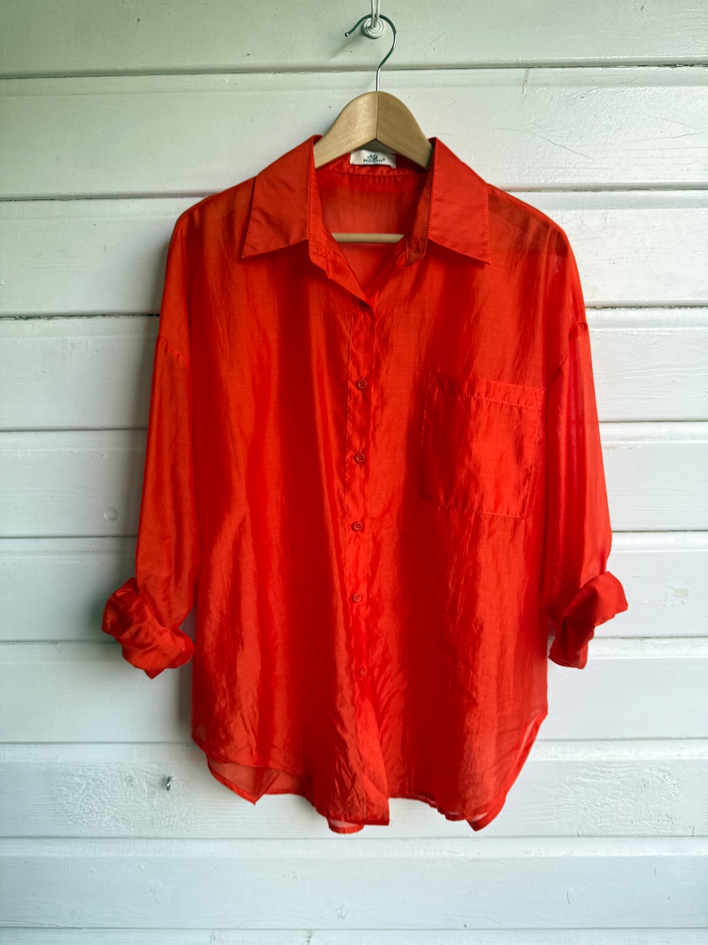 Blouse silk oranje/rood