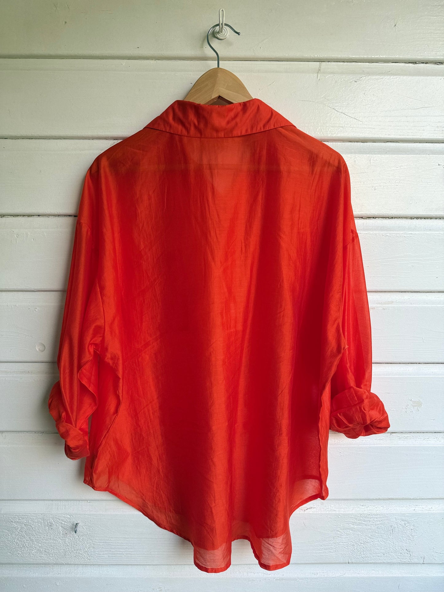 Blouse silk oranje/rood