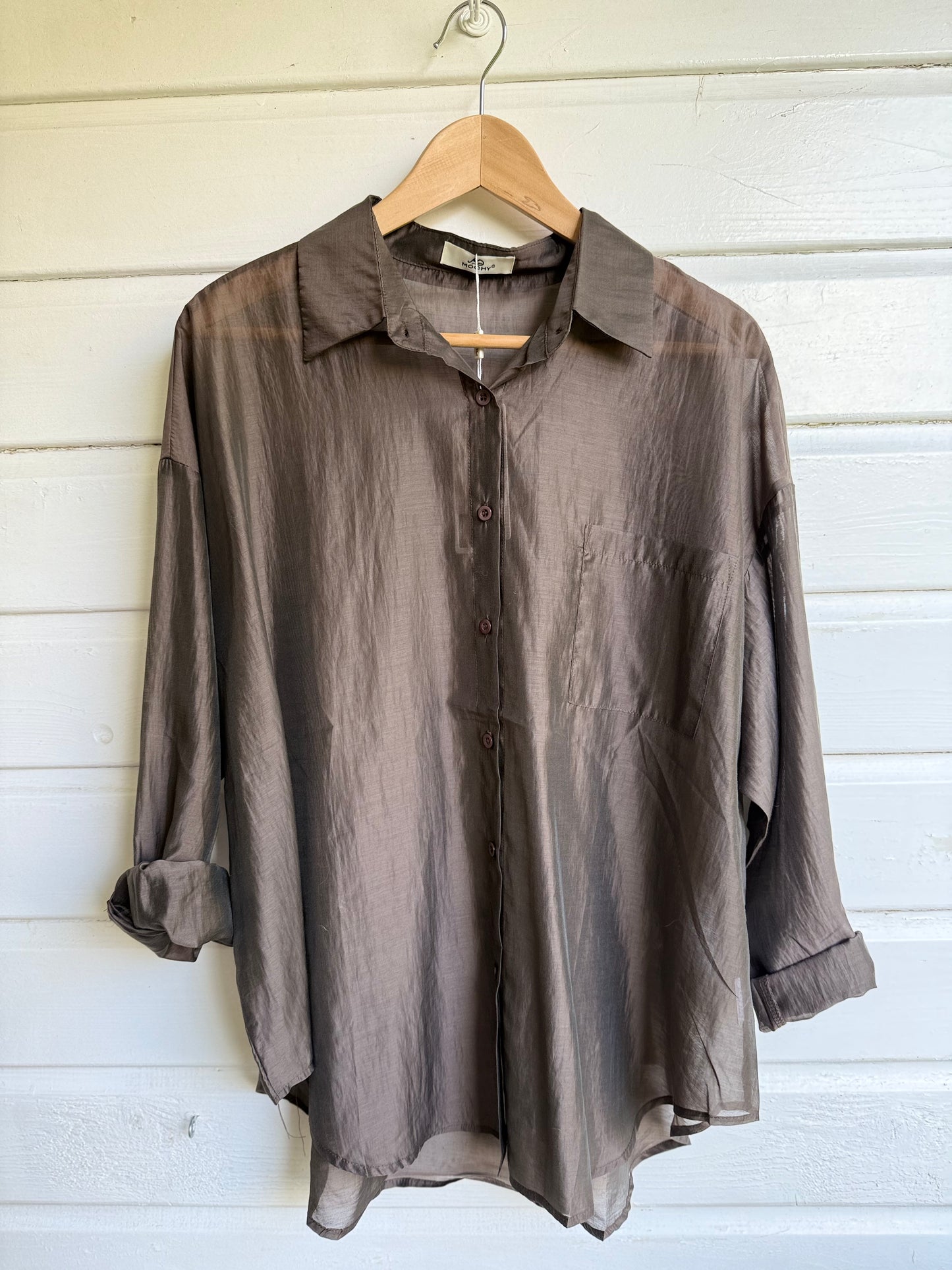 Blouse silk donkerbruin