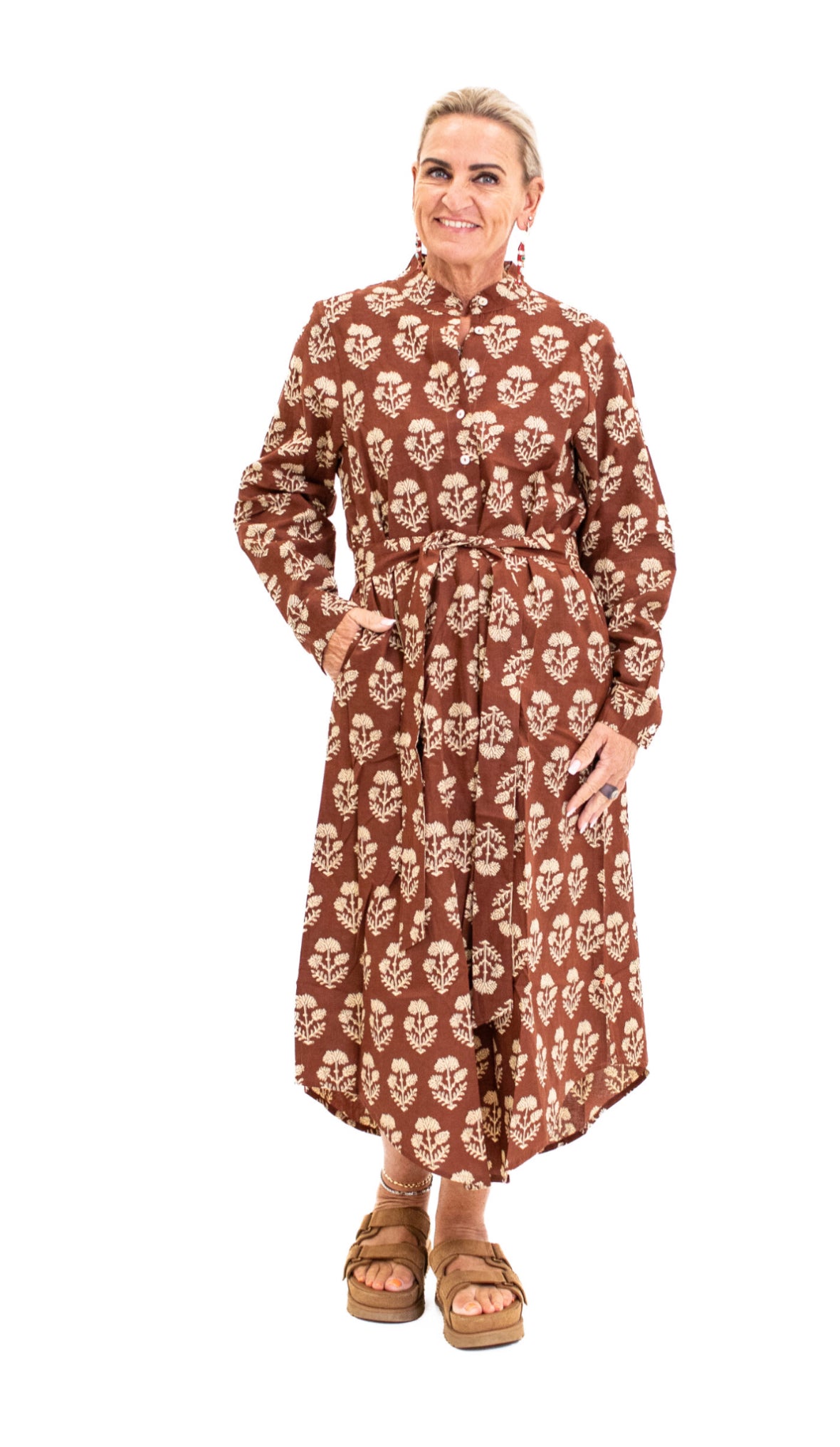 Lange overhemd dress Brown