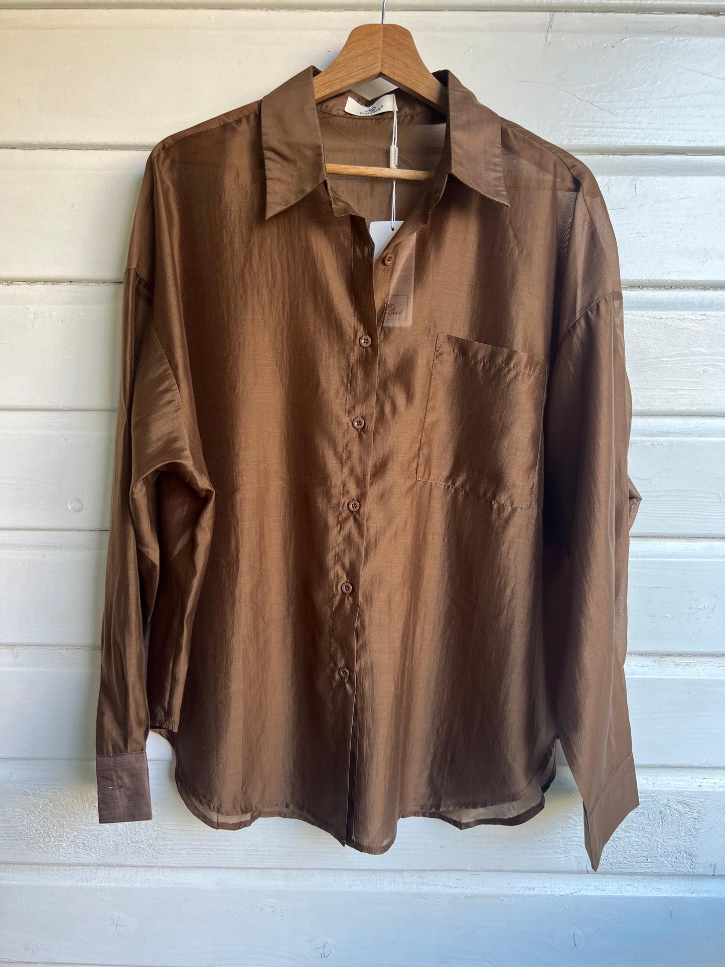 Mooie bruine zijde blouse