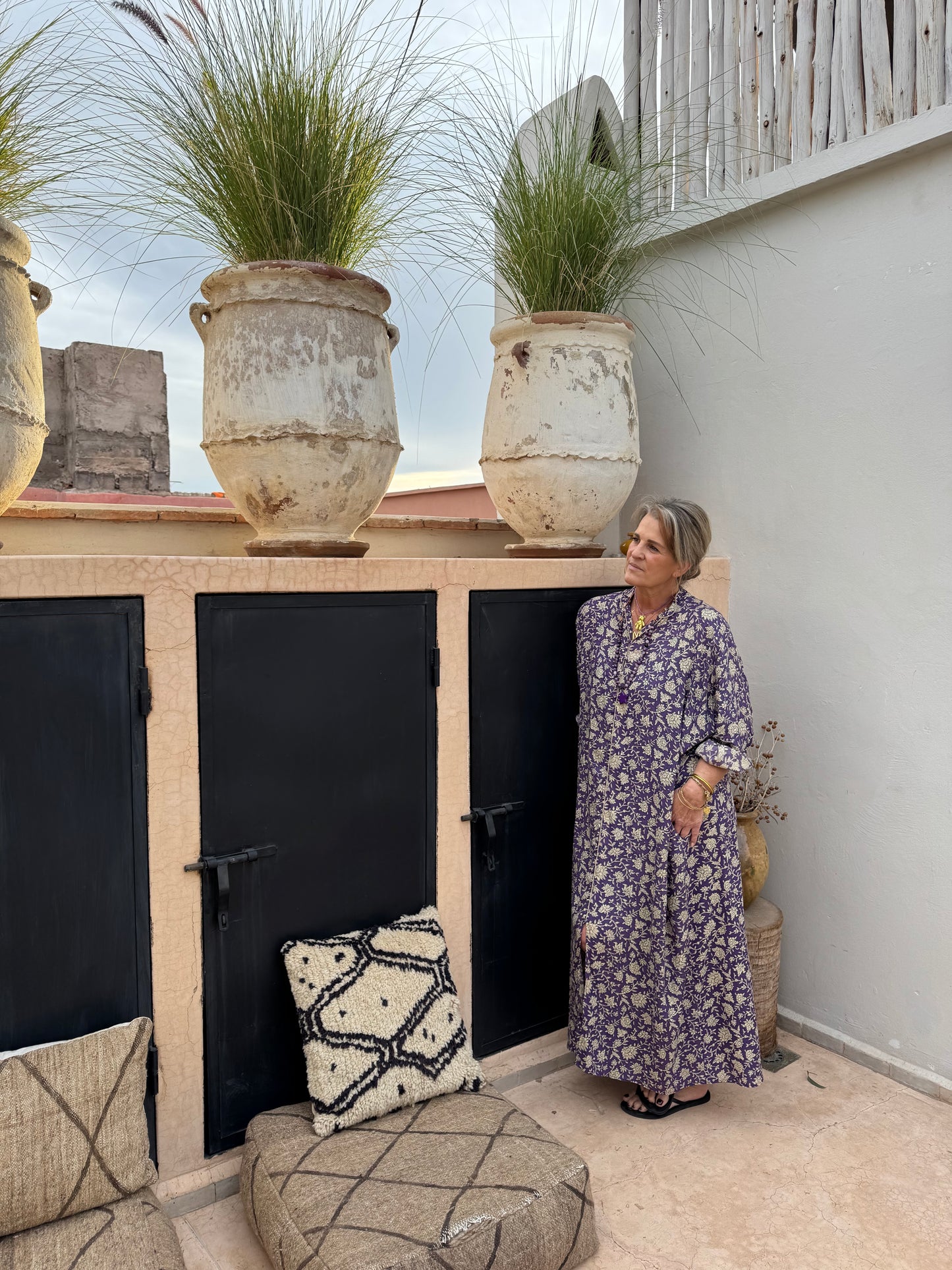 Lange kaftan jurk paars ‘India’