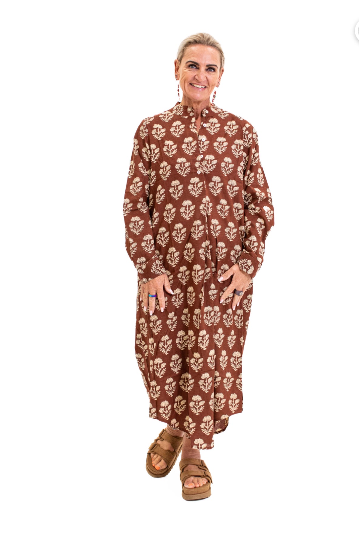 Lange overhemd dress Brown