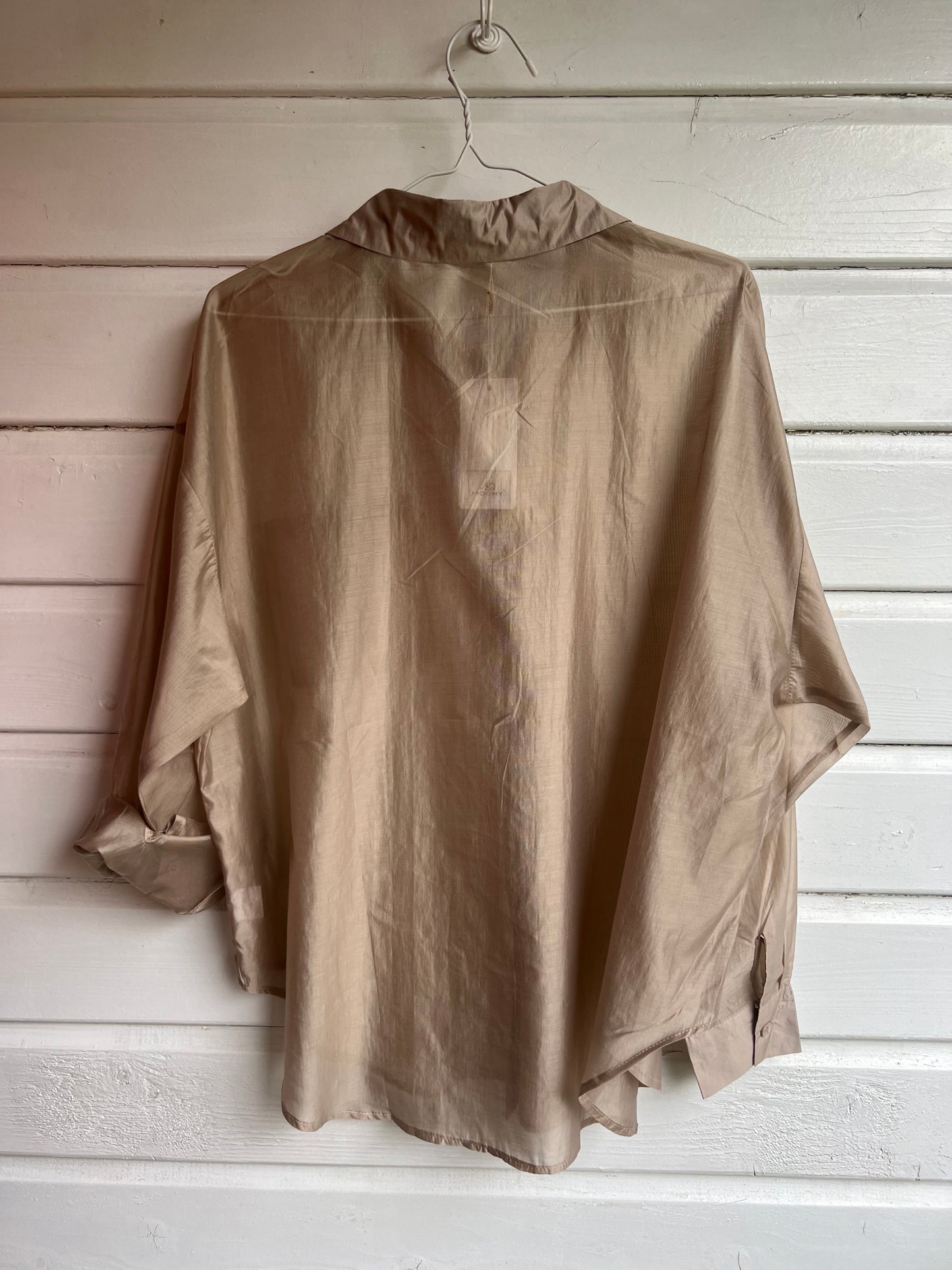 Zijde blouse beige