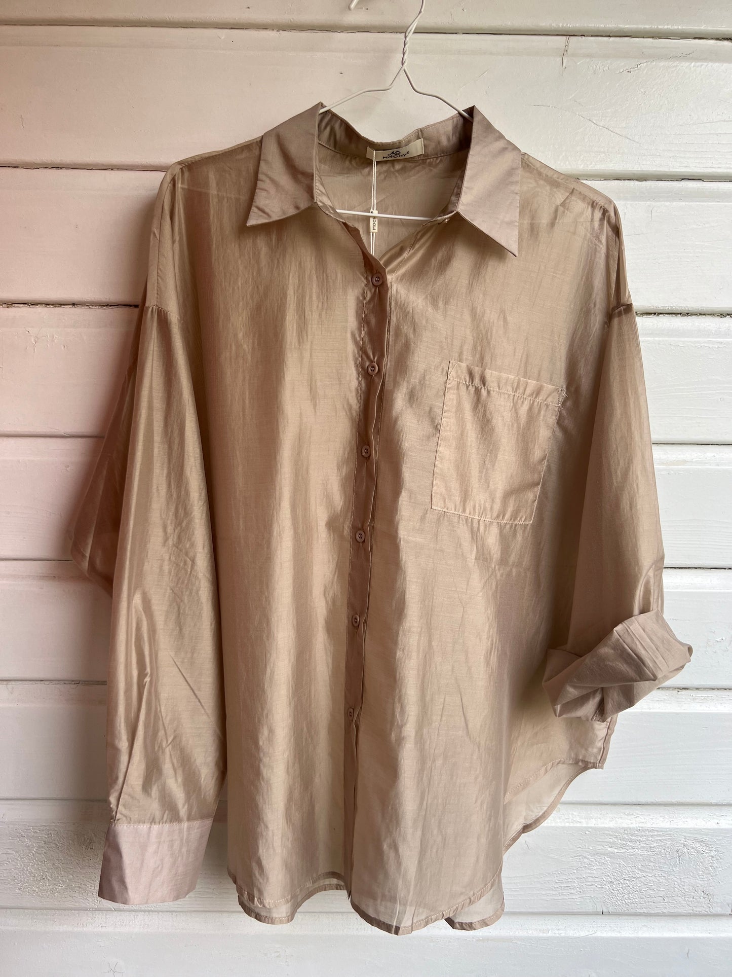 Zijde blouse beige