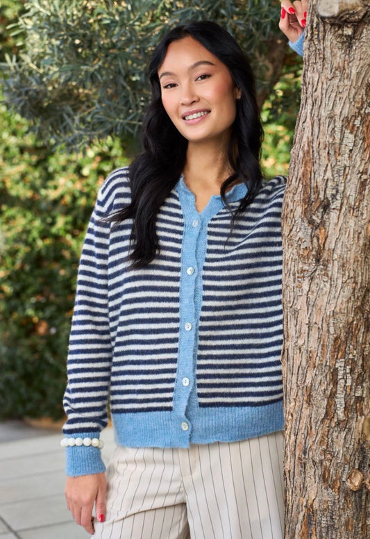 Cardigan striped Navy