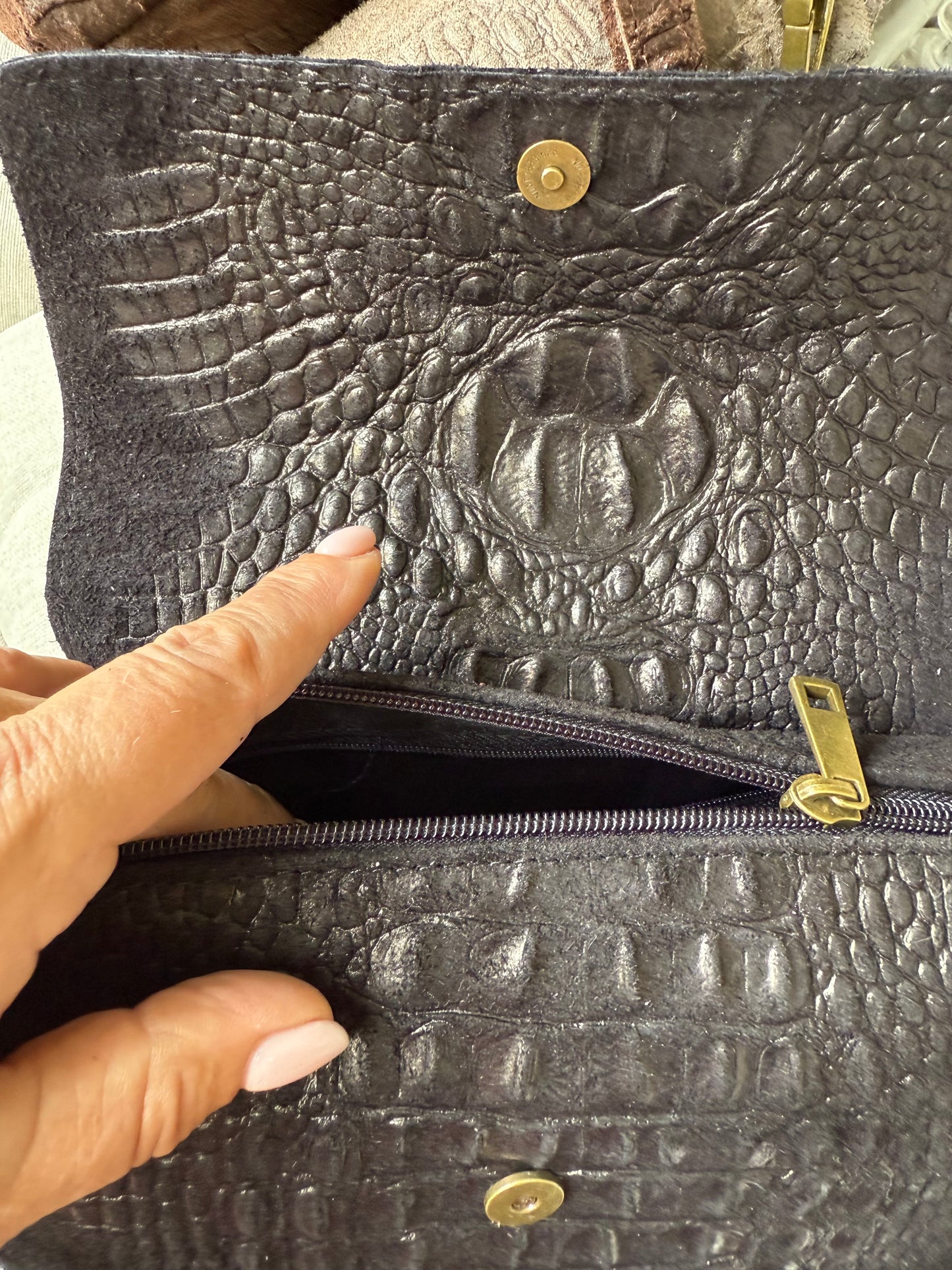 Tas suède croco zwart