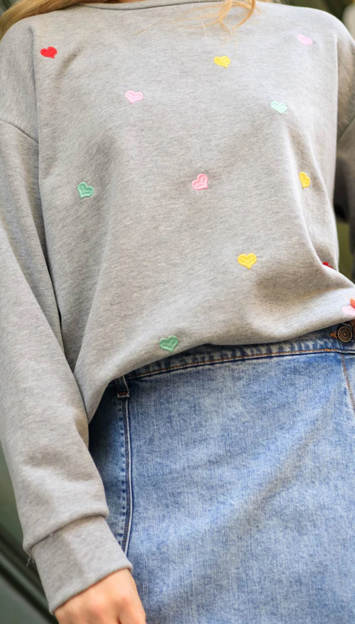 Hartjes sweater grijs