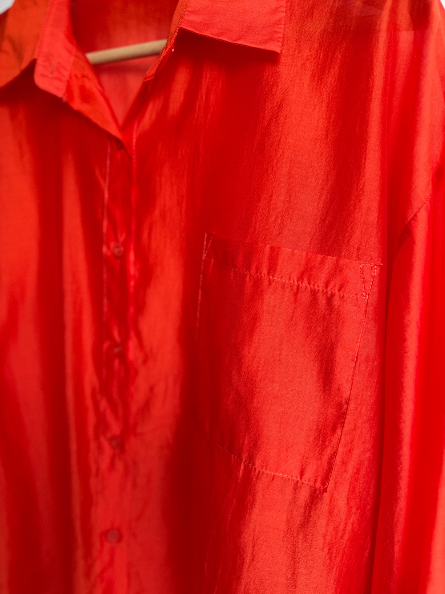 Blouse silk oranje/rood