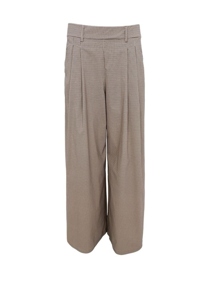 Wideleg pants ruit bruin