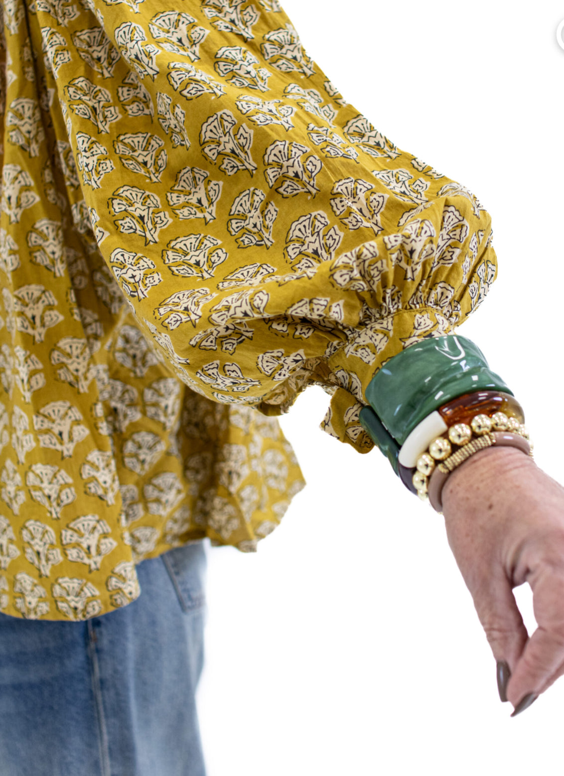 Blouse flower geel