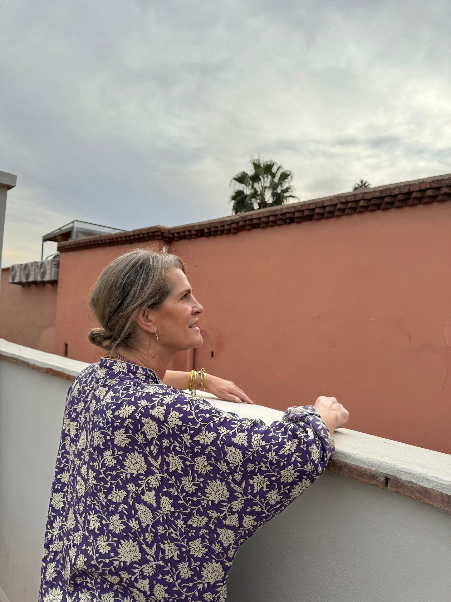 Lange kaftan jurk paars ‘India’