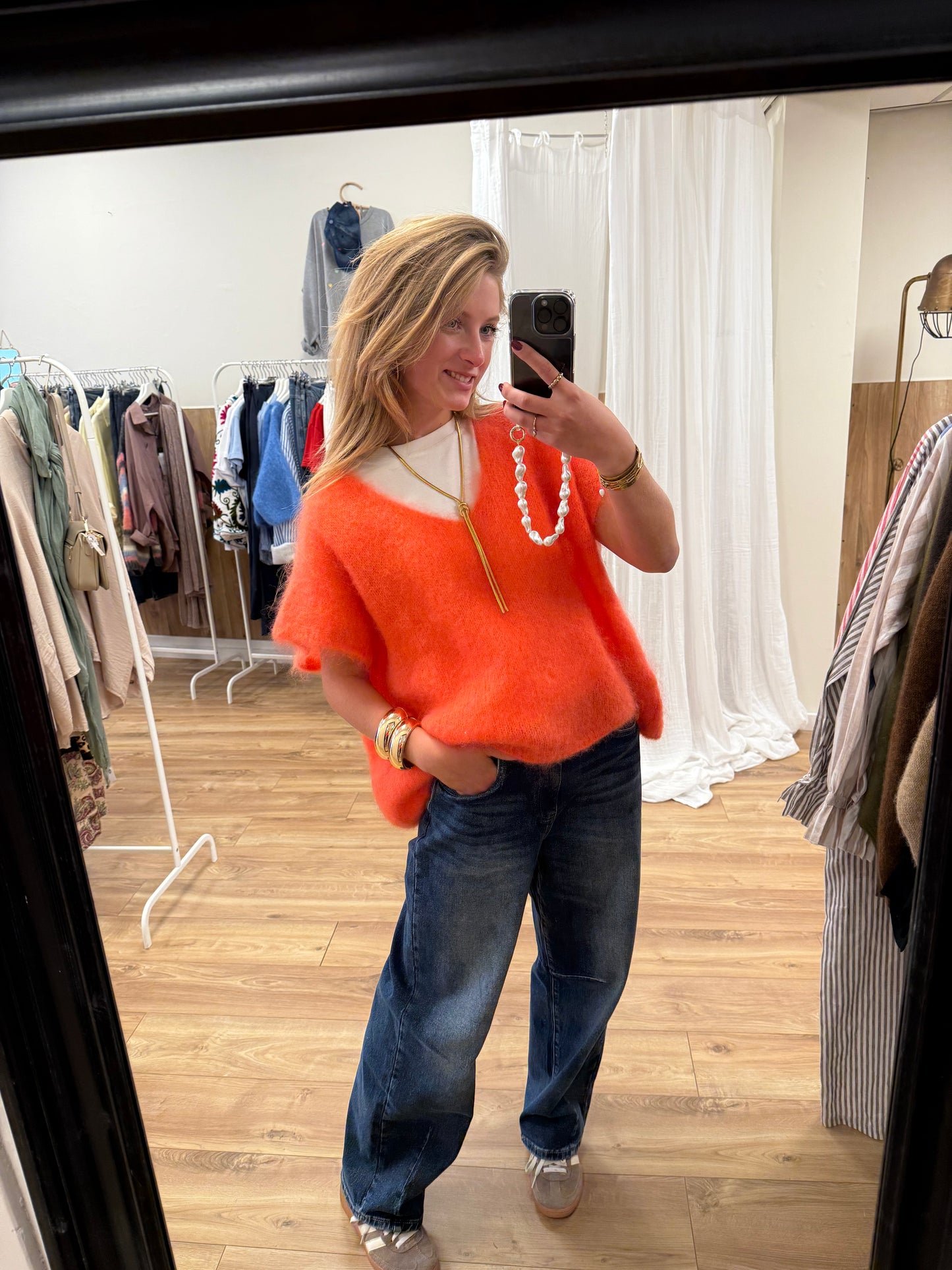 Spencer mohair v-hals coral