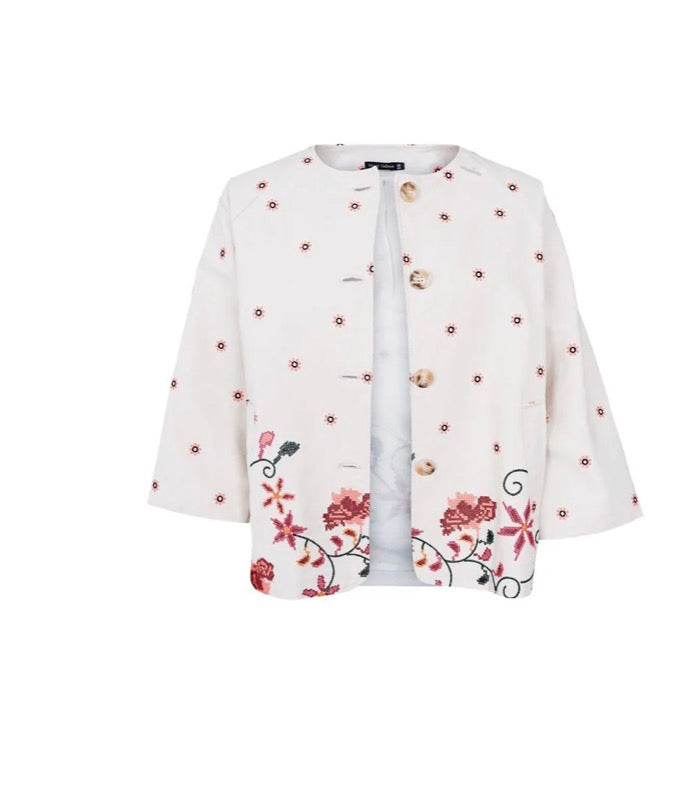 Jacket off white flower
