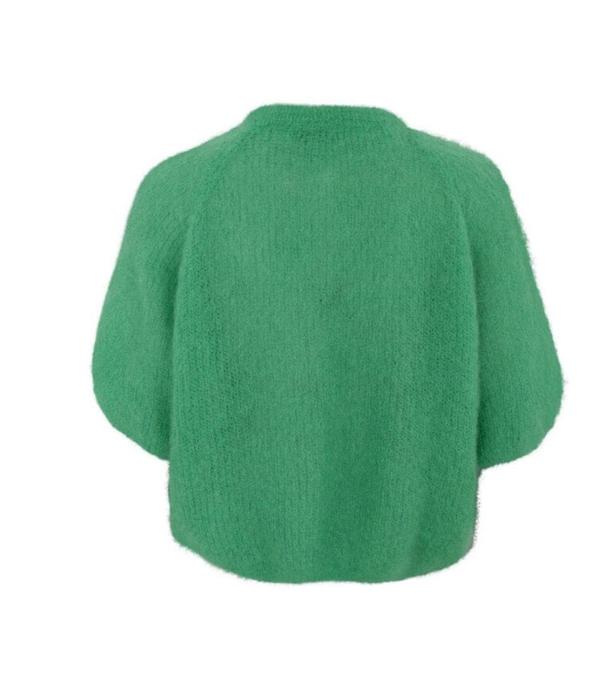 Cardigan knit patent green