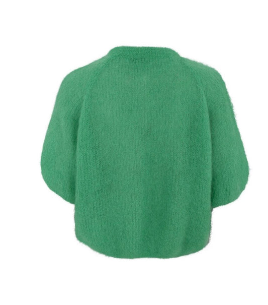 Cardigan knit patent green