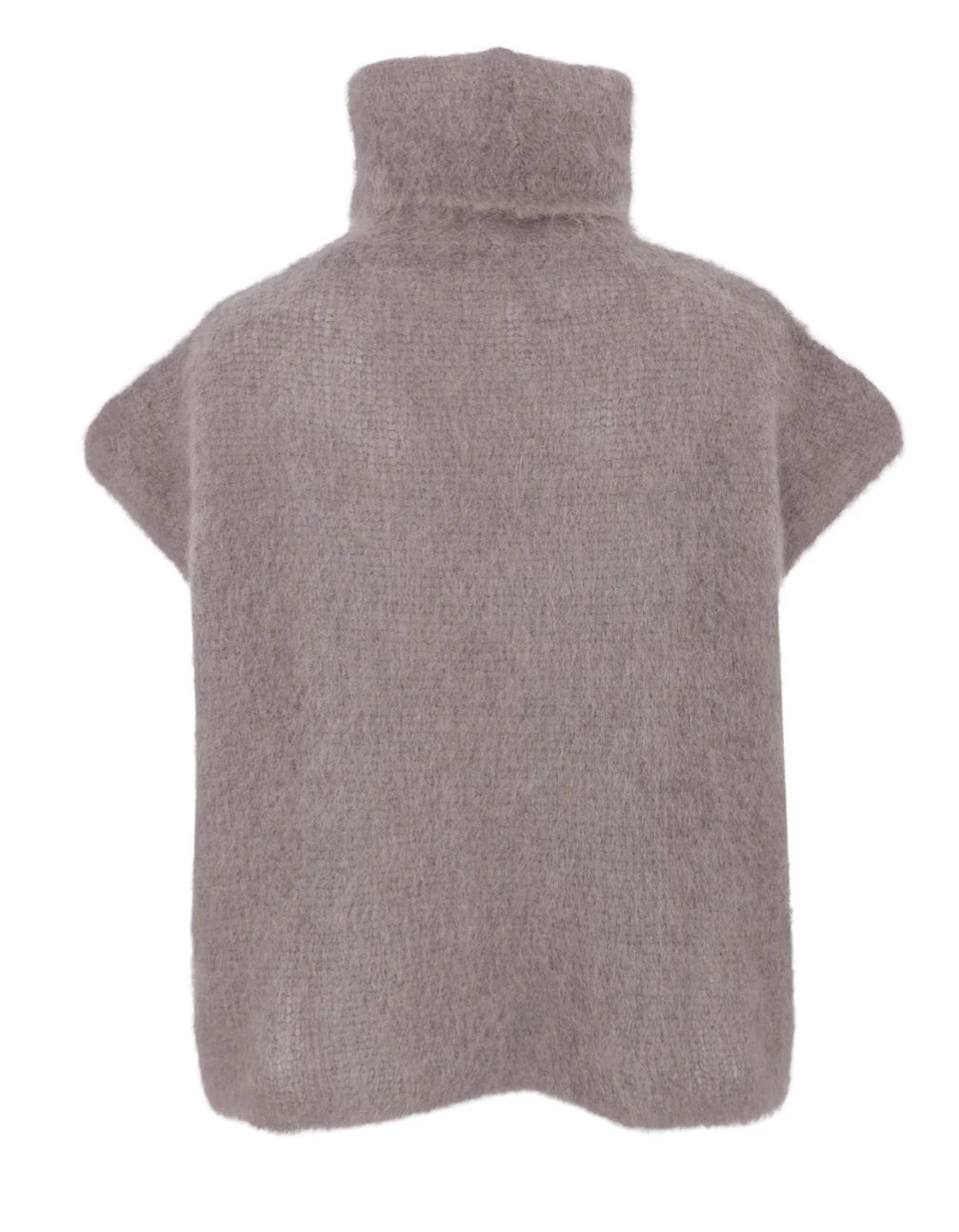 Roll neck knit vest naturel