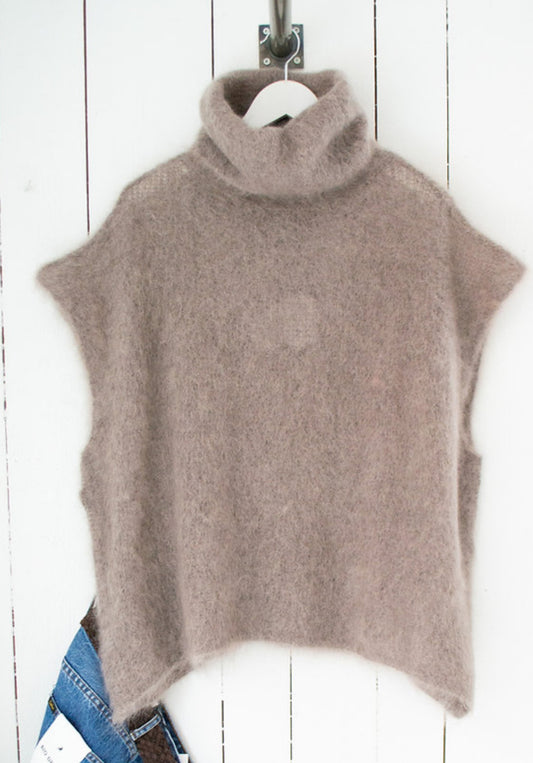Roll neck knit vest naturel