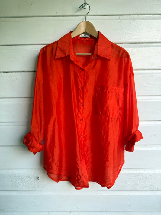 Blouse silk oranje/rood