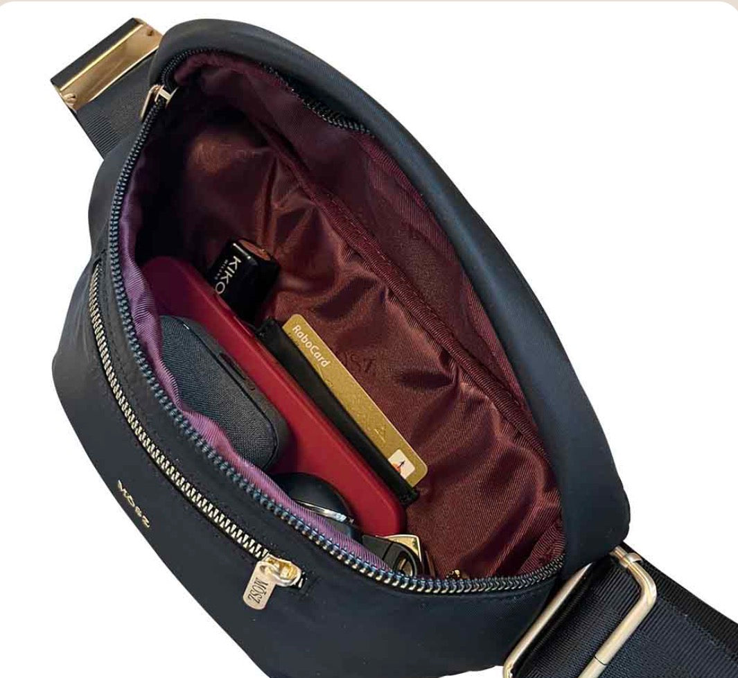 Donkerblauwe MOSZ nylon crossbody tas