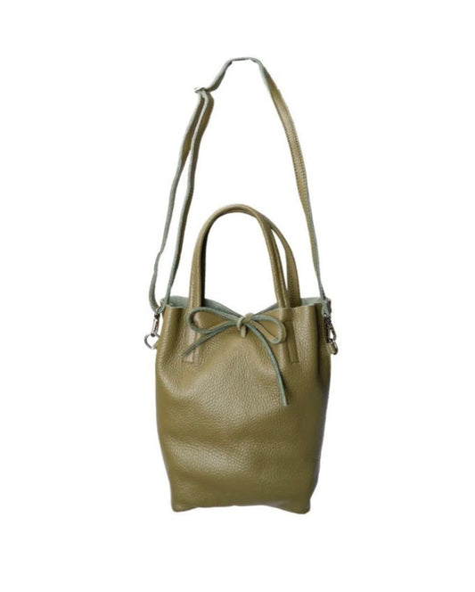 Totebag mini leather dust Olive
