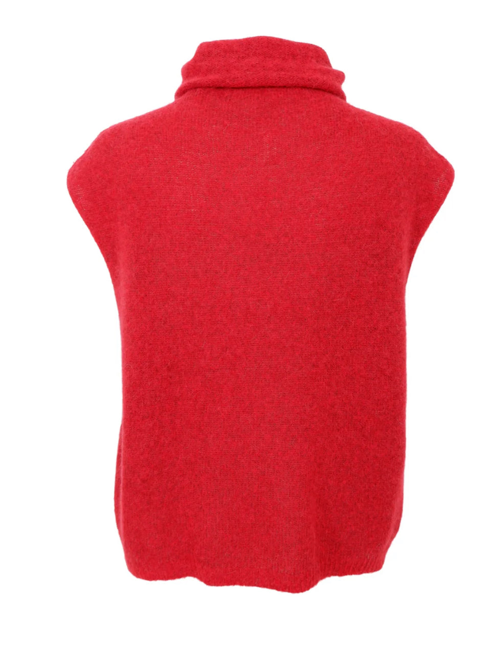 Roll neck knit vest rood