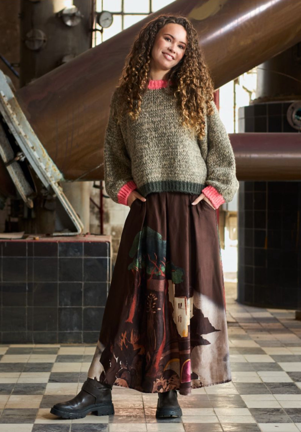 Knit jumper army mix