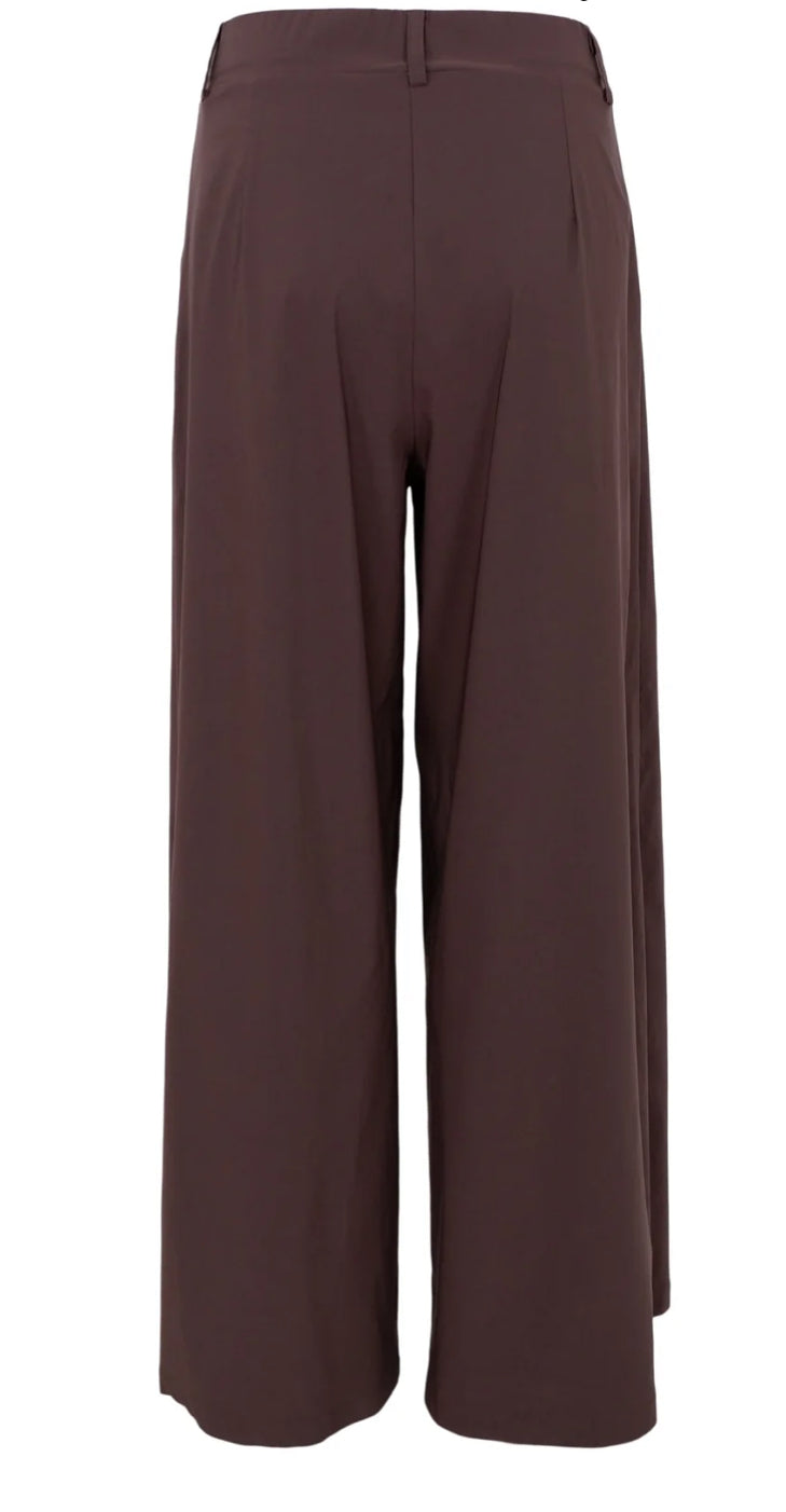 Wide leg pantalon broek coffee bruin