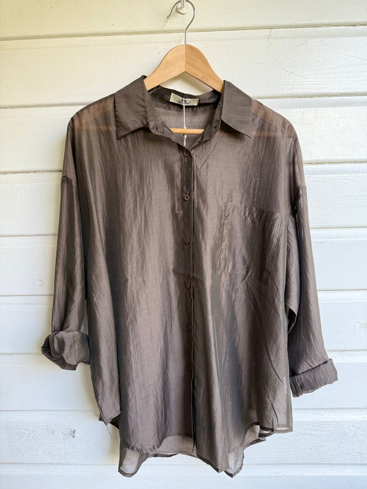 Blouse silk donkerbruin