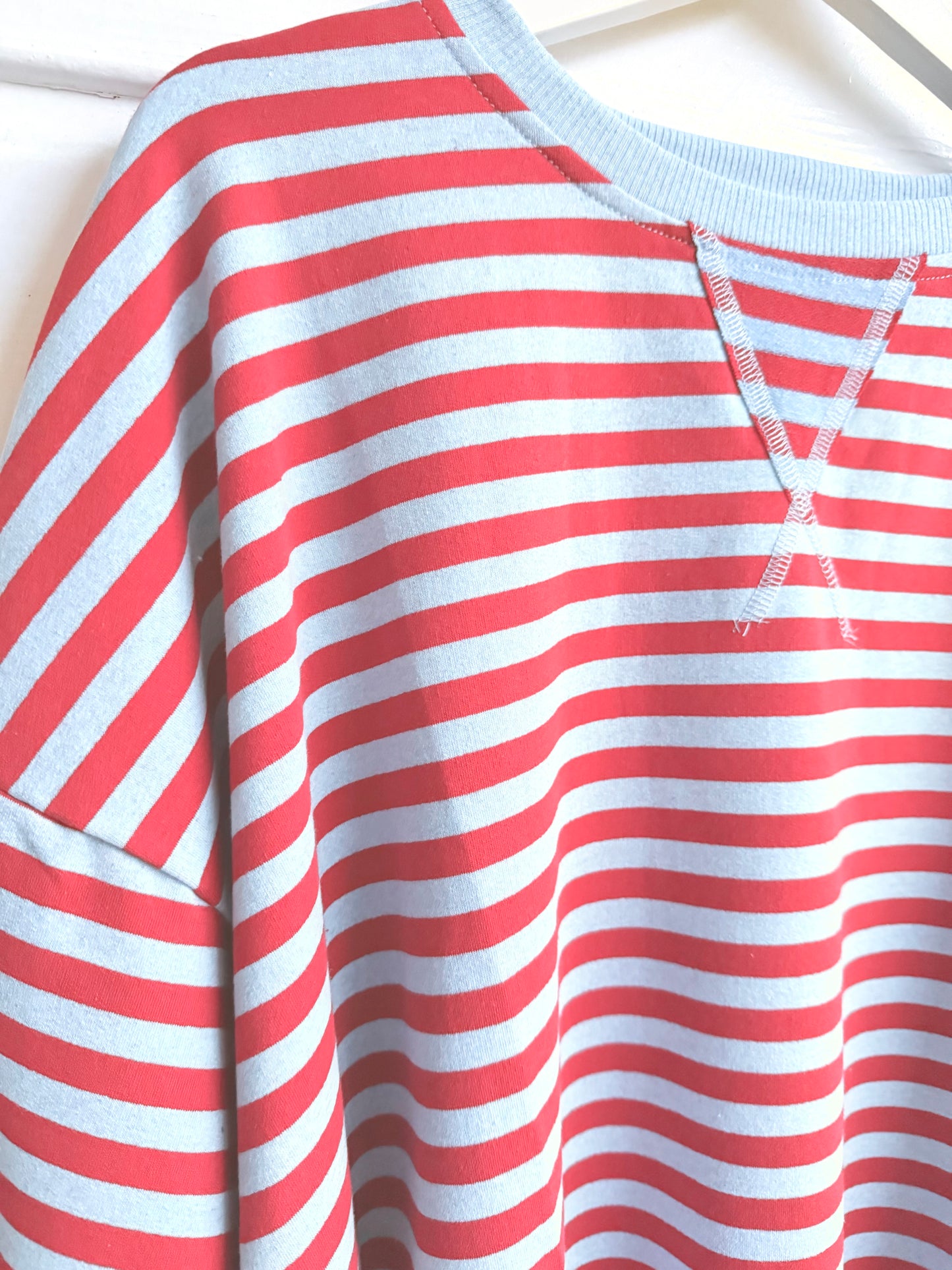 Sweat shirt stripes rood/lichtblauw