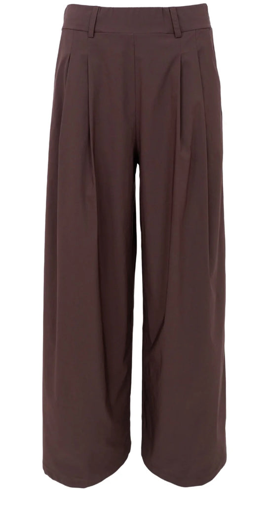 Wide leg pantalon broek coffee bruin