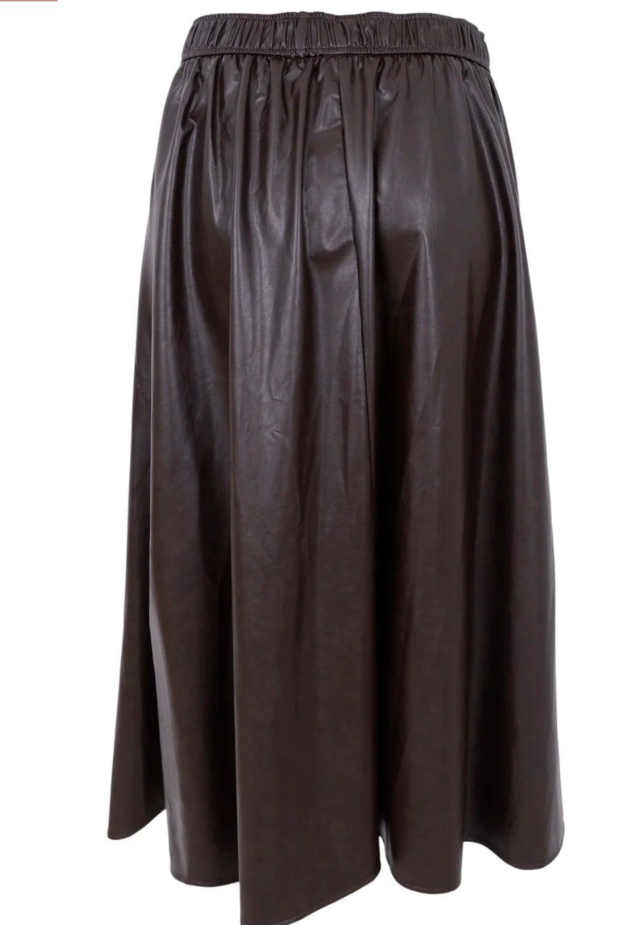 Bruine vegan leren rok met zakken