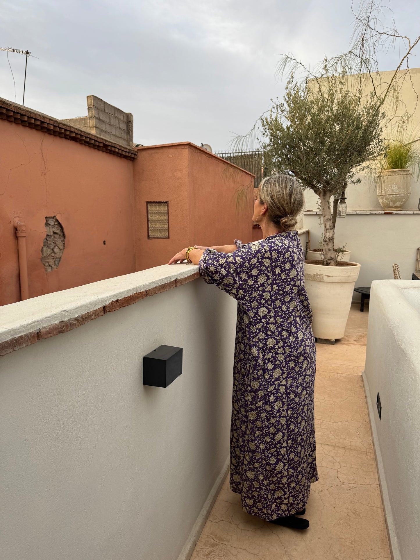 Lange kaftan jurk paars ‘India’