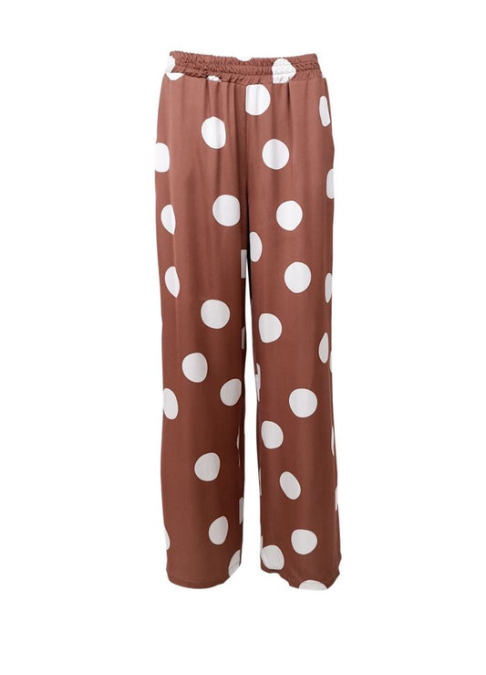 Broek satin bruin ‘dotje’