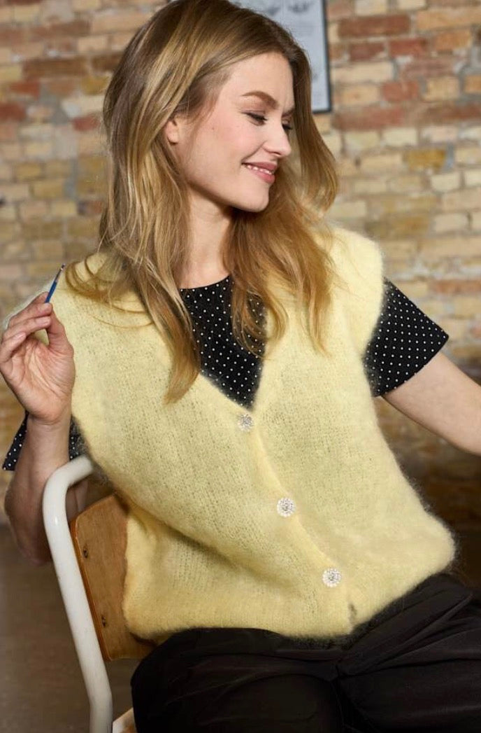 Vest jumper mohair licht geel