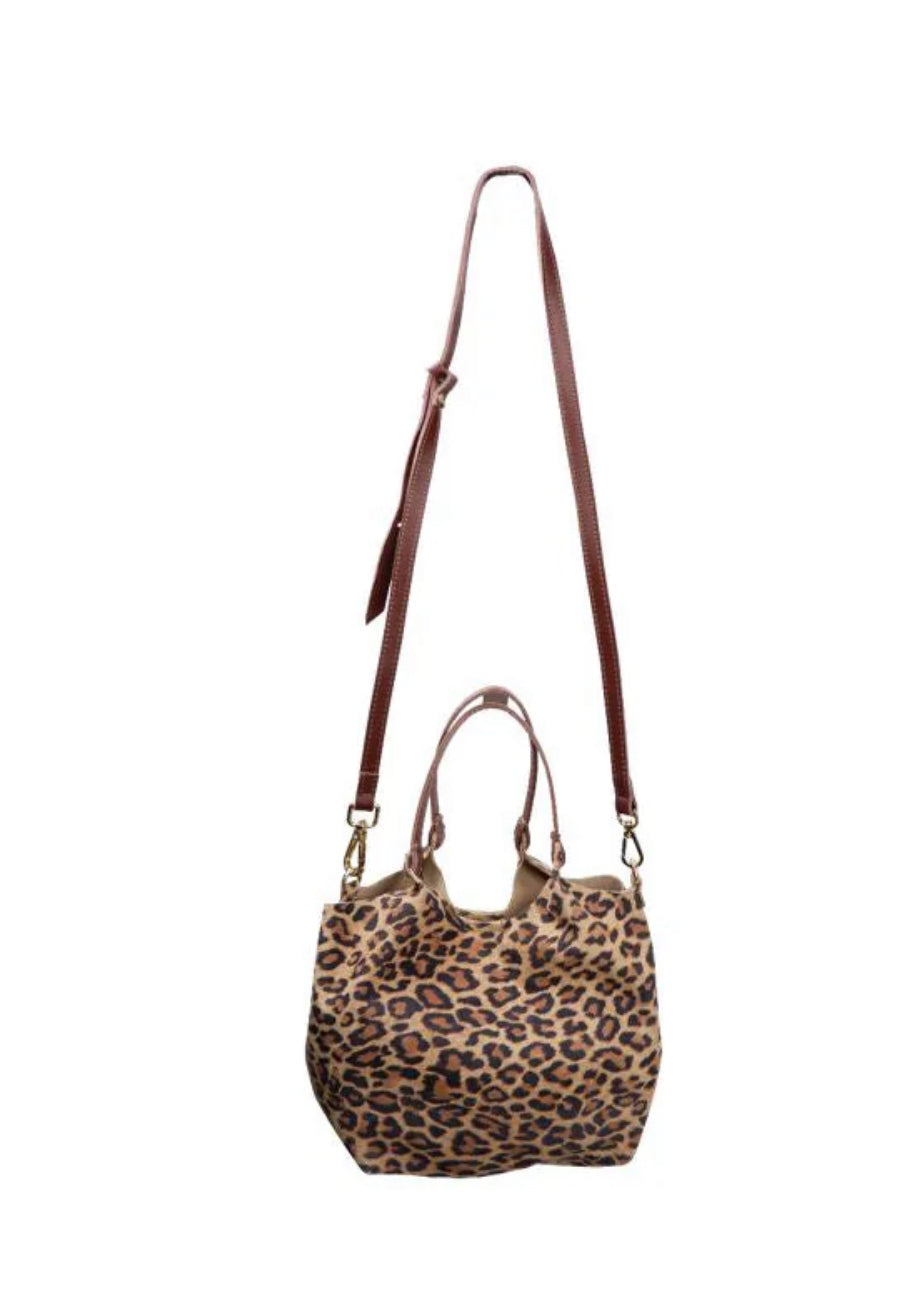 Leopard tasje suède