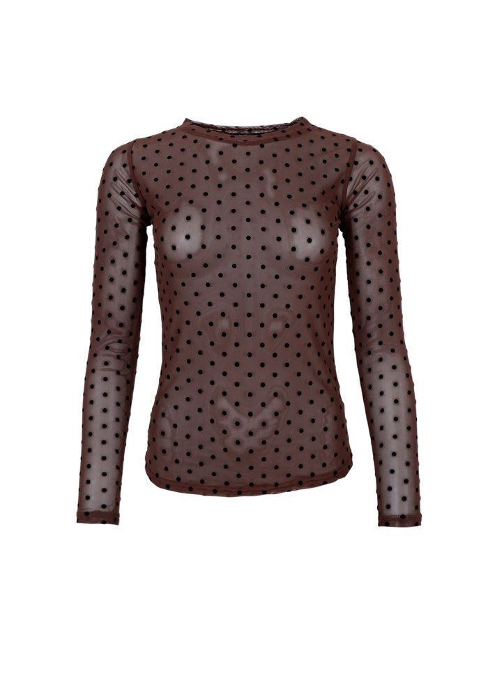 Shirt Dotted Mesh Bruin