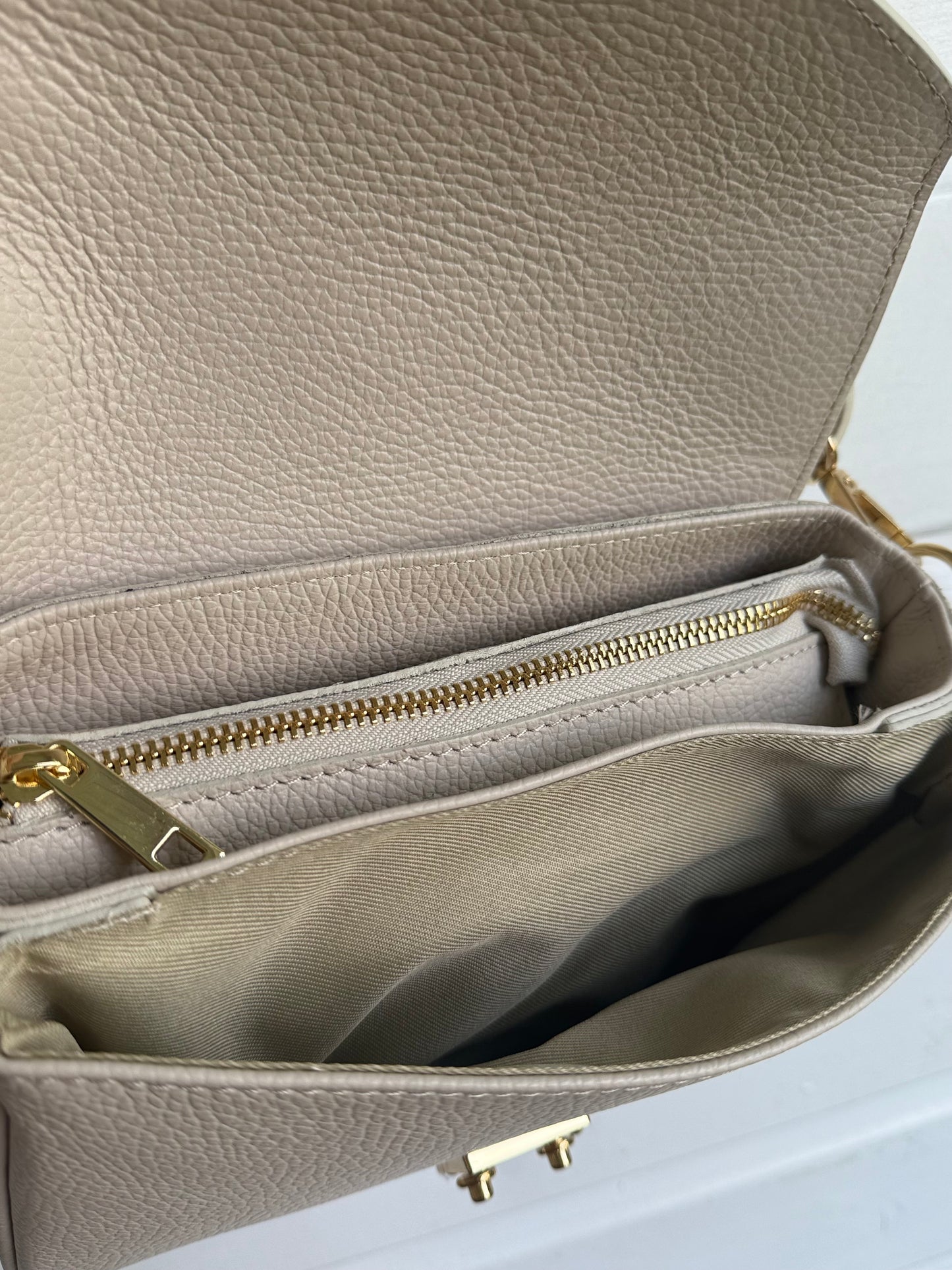 Tas leer beige