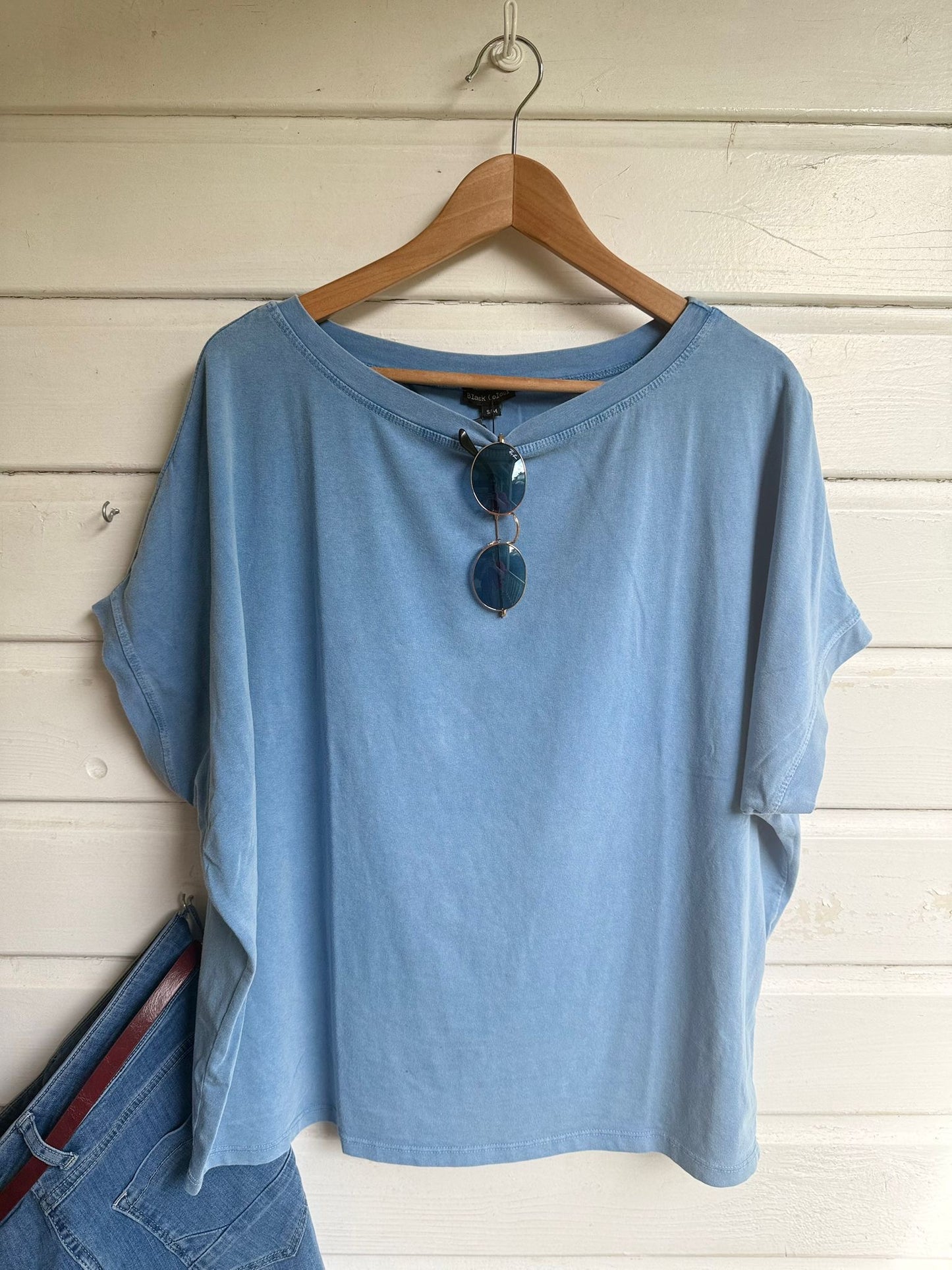 Shirt vintage look light blue