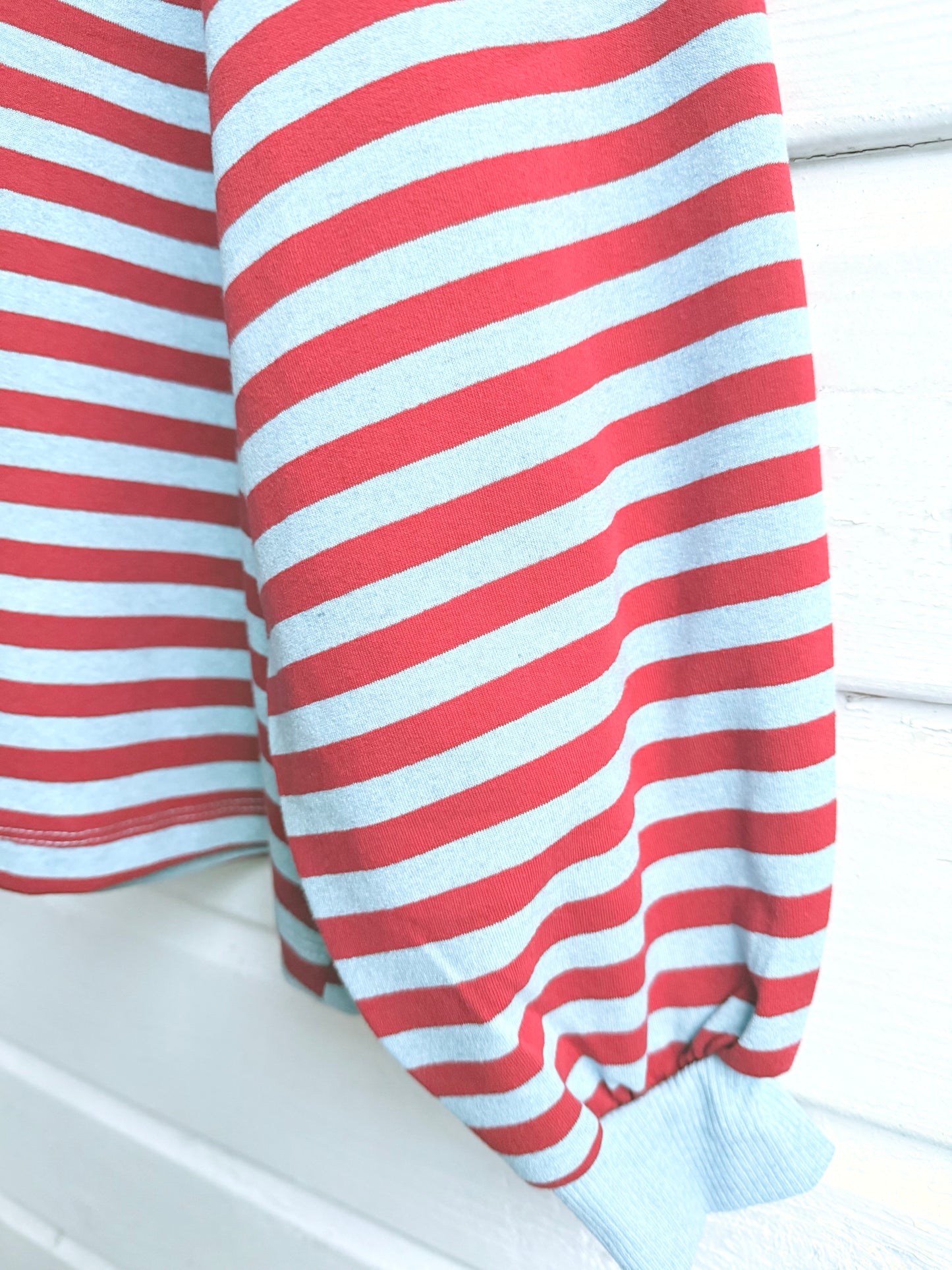 Sweat shirt stripes rood/lichtblauw