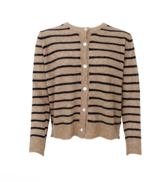Vestje gestreept taupe