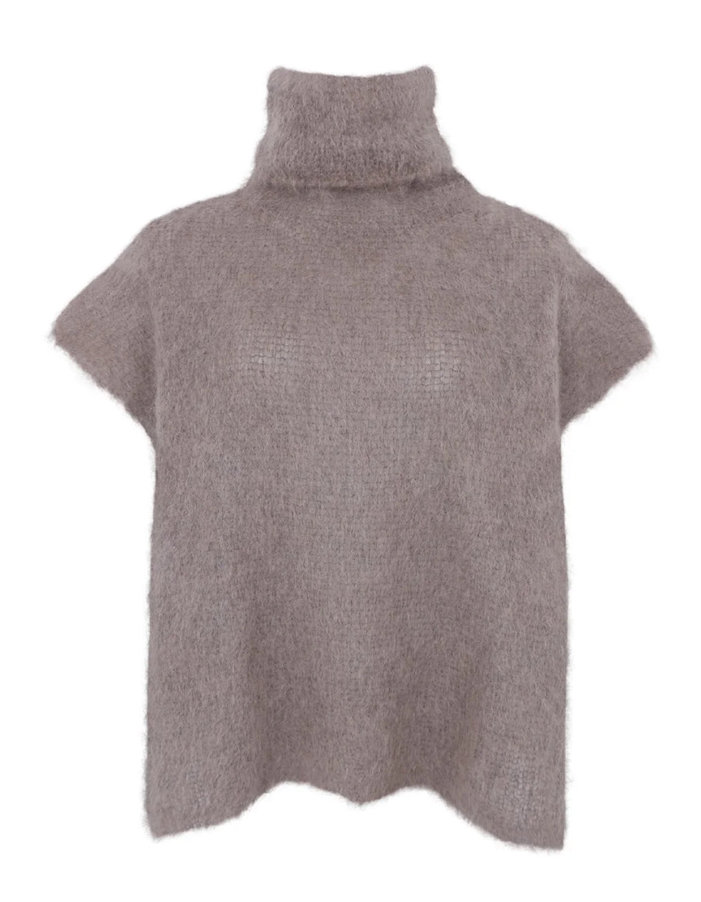 Roll neck knit vest naturel