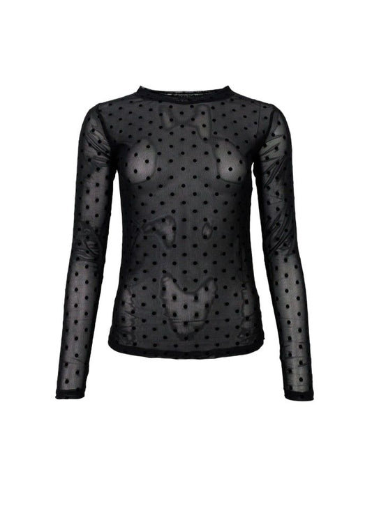 Shirt Dotted Mesh Zwart