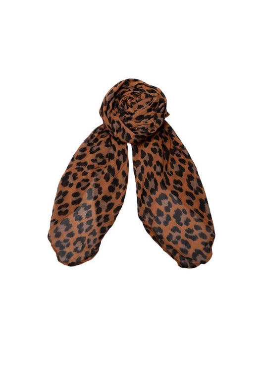 Bruine leopard shawl katoen/zijde