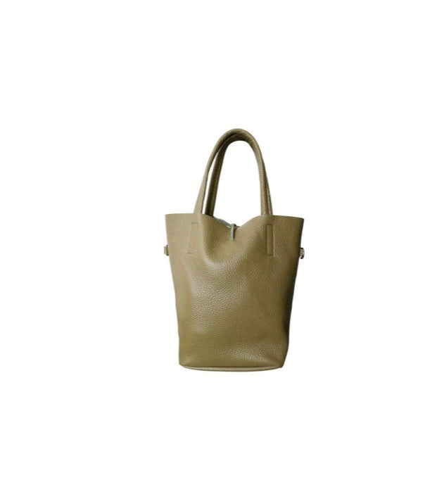 Totebag mini leather dust Olive