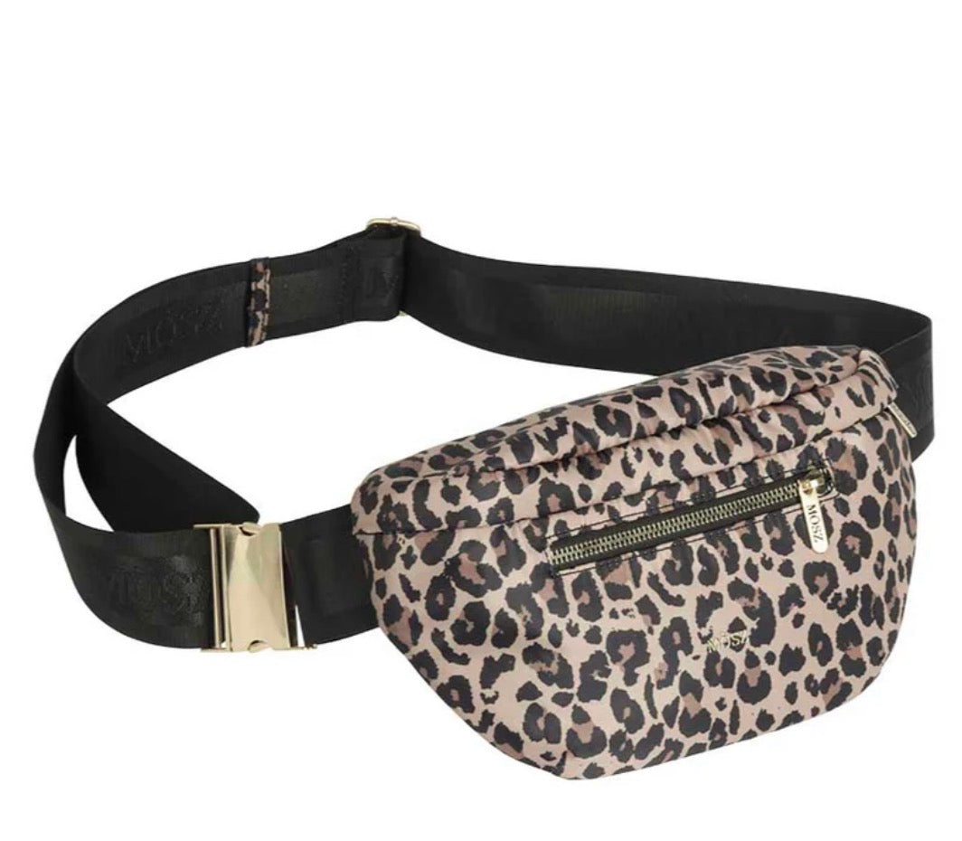 Nylon MOSZ crossbody tas met leopardprint