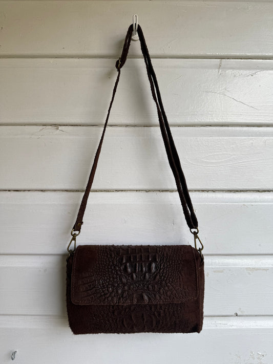 Tas suède croco zwart