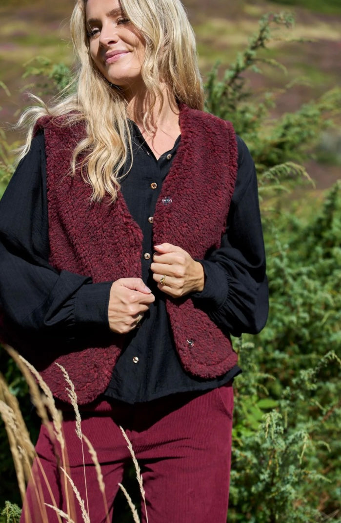 Teddy vestje Bordeaux